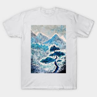 Blue Watercolor Landscape T-Shirt